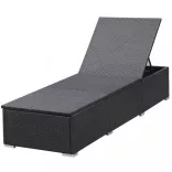 fekete polyrattan napozóágy párnával