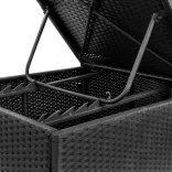 fekete polyrattan napozóágy párnával
