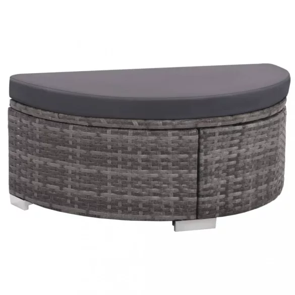 8-részes szürke polyrattan kerti bútorszett párnákkal