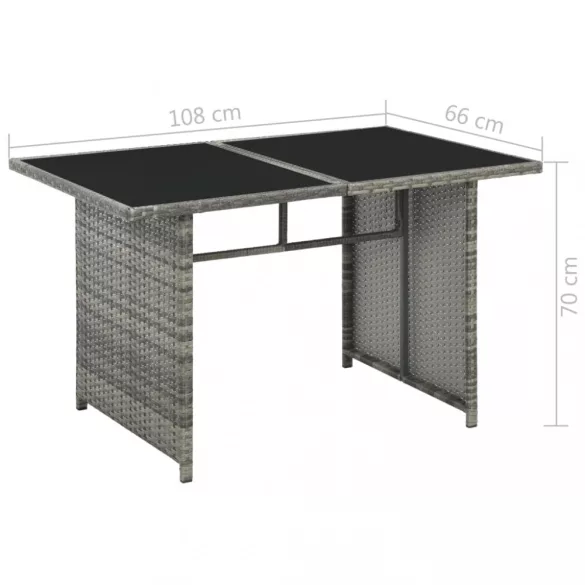 10-részes szürke polyrattan kerti bútorszett párnákkal