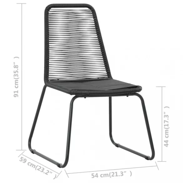 2 db fekete polyrattan kültéri szék