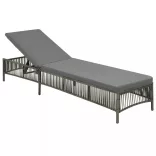 szürke polyrattan napozóágy párnával