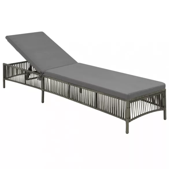 szürke polyrattan napozóágy párnával