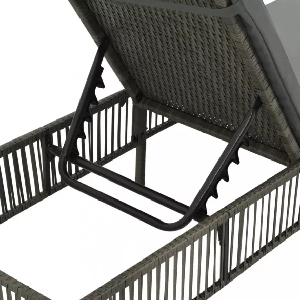 szürke polyrattan napozóágy párnával
