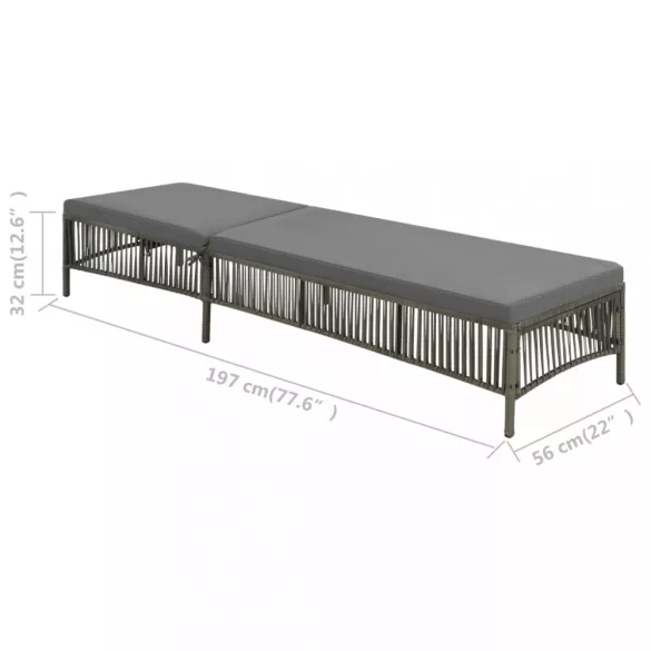 szürke polyrattan napozóágy párnával