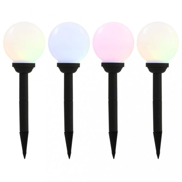 4 db napelemes kültéri LED gömblámpa, 15 cm RGB