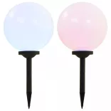 2 db napelemes kültéri LED gömblámpa, 30 cm RGB
