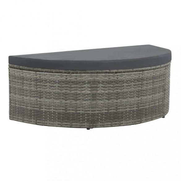 szürke 2 személyes polyrattan kerti kanapé párnákkal/ernyővel