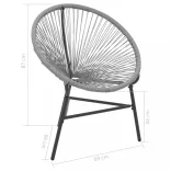 szürke polyrattan kerti kagylószék