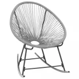 szürke polyrattan kültéri hintatalpas kagylószék