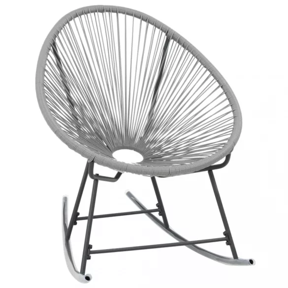 szürke polyrattan kültéri hintatalpas kagylószék