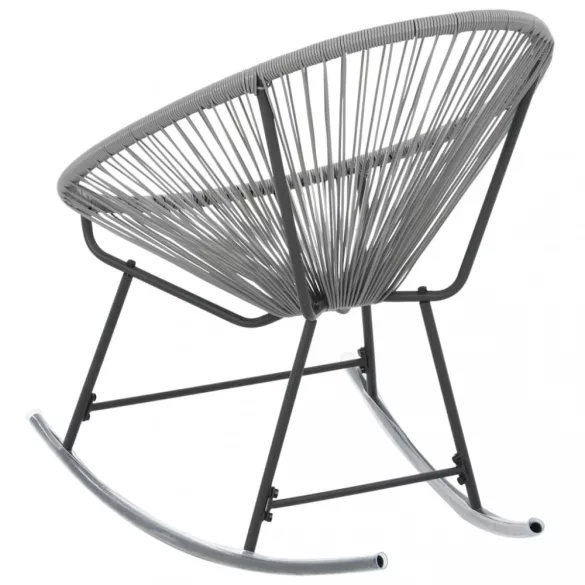 szürke polyrattan kültéri hintatalpas kagylószék