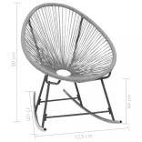 szürke polyrattan kültéri hintatalpas kagylószék