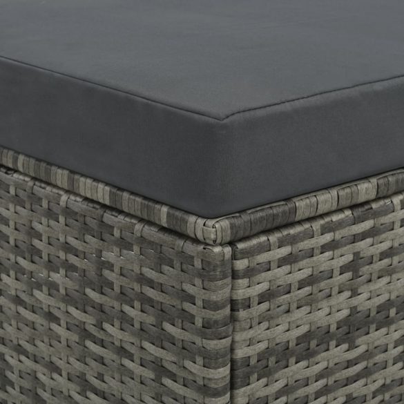 2-részes szürke polyrattan kerti bútorszett párnákkal