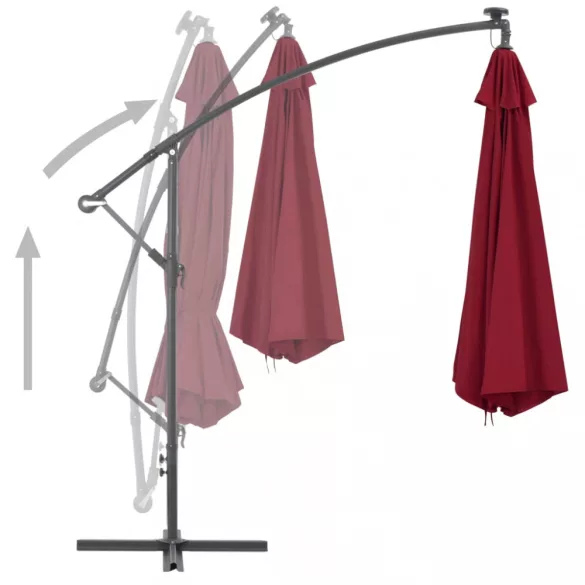 bordó konzolos kerti napernyő alumínium rúddal 350 cm