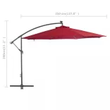 bordó konzolos kerti napernyő alumínium rúddal 350 cm