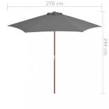 antracitszürke kültéri napernyő farúddal 270 cm