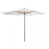 homokfehér kültéri napernyő farúddal 350 cm