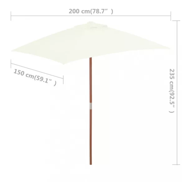 homokszínű kültéri napernyő farúddal 150 x 200 cm