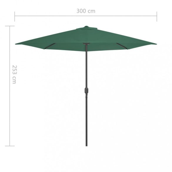 zöld féloldalas erkély napernyő alumíniumrúddal 300 x 155 cm