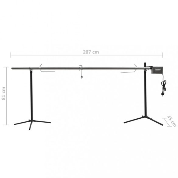 automatikus motoros rozsdamentes acél grillnyárs 207x45x81 cm