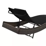 barna polyrattan napozóágy párnával