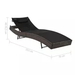 barna polyrattan napozóágy párnával