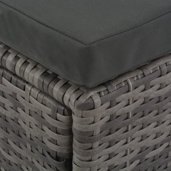 4-részes szürke polyrattan kerti bútorszett párnákkal