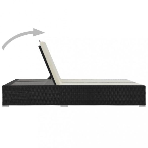 fekete kétszemélyes polyrattan napozóágy