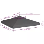 tópszínű kétszintes pavilon tetőponyva 310 g/m², 3 x 3 m