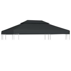   antracitszürke kétszintes pavilon tetőponyva 310 g/m² 4 x 3 m