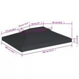 antracitszürke kétszintes pavilon tetőponyva 310 g/m² 4 x 3 m