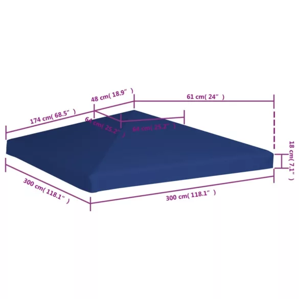 kék pavilon tetőponyva 310 g/m², 3 x 3 m