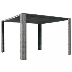   szürke és antracit polyrattan pavilon tetővel 300x300x200 cm