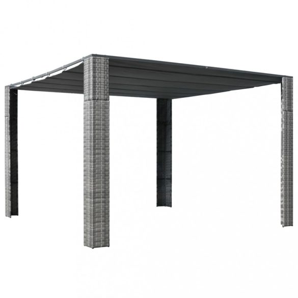 szürke és antracit polyrattan pavilon tetővel 300x300x200 cm