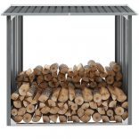 szürke horganyzott acél kerti tűzifatároló 172 x 91 x 154 cm