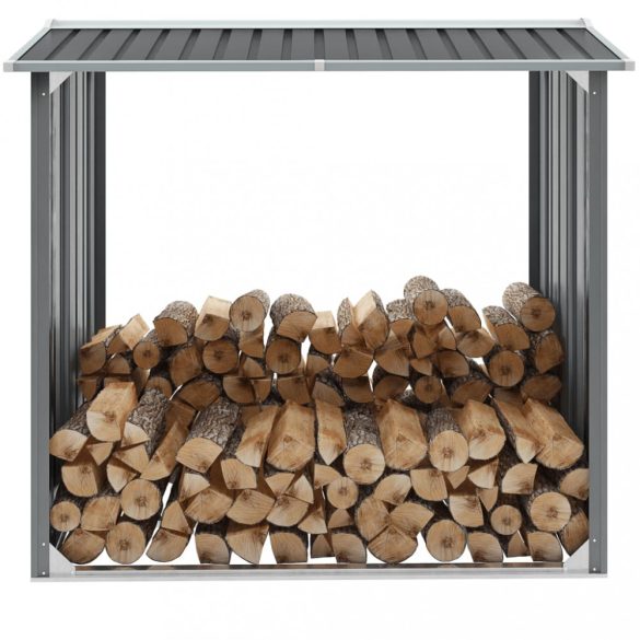 szürke horganyzott acél kerti tűzifatároló 172 x 91 x 154 cm