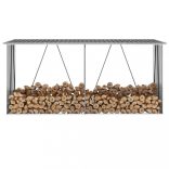 szürke horganyzott acél kerti tűzifatároló 330 x 84 x 152 cm