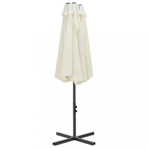 homokszínű kültéri napernyő alumíniumrúddal 460 x 270 cm