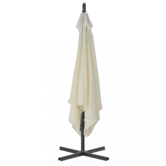 homokszínű konzolos kerti napernyő acélrúddal 300 cm