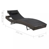 barna polyrattan és textilén napozóágy