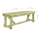 impregnált fenyőfa kerti pad 140 cm