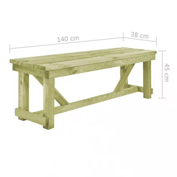 impregnált fenyőfa kerti pad 140 cm