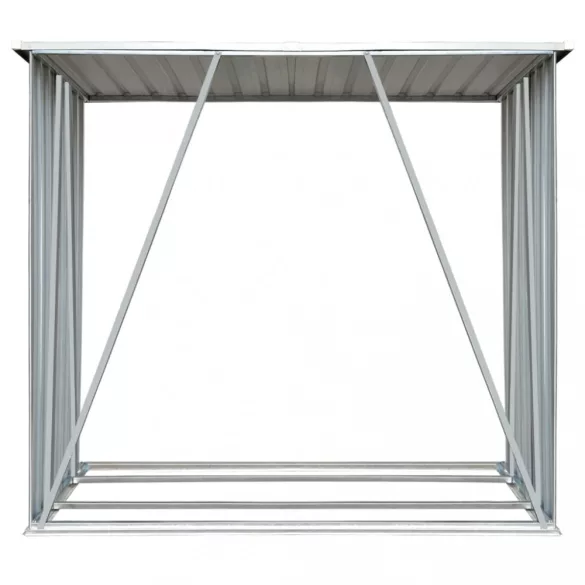 szürke horganyzott acél kerti tűzifatároló, 163 x 83 x 154 cm