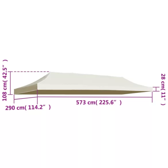 krémszínű tető partisátorhoz 3 x 6 m