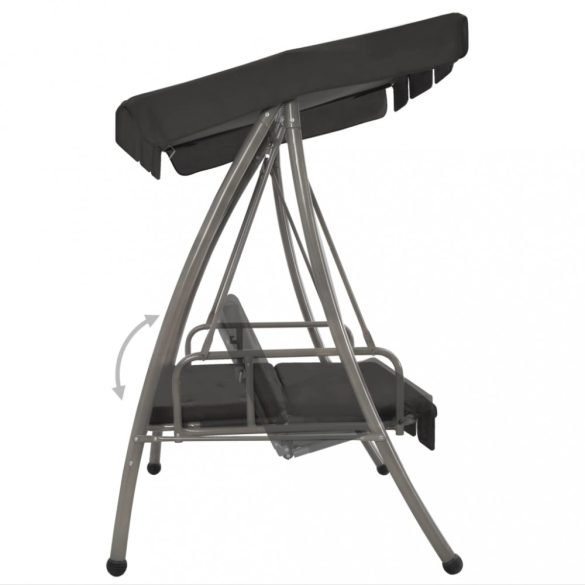 antracitszürke acél hintaágy tetőponyvával 192 x 118 x 175 cm