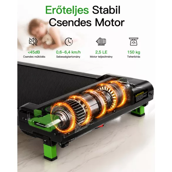 AKLUER 480L-A Walking Pad Sétapad Manuális Emelkedővel 150kg teherbírás
