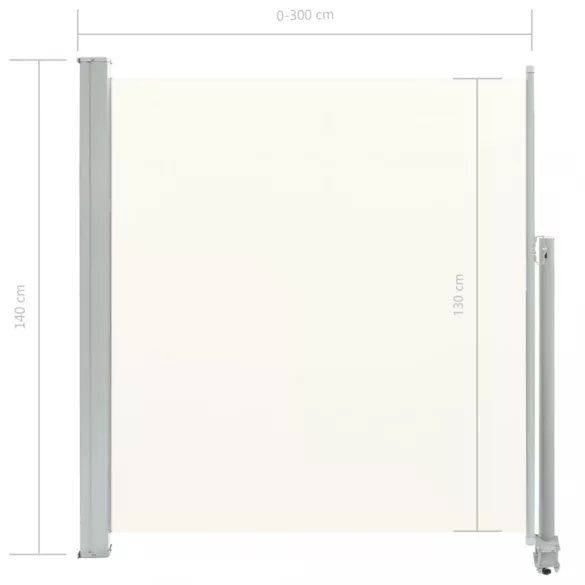 krémszínű behúzható oldalsó terasz napellenző 140 x 300 cm