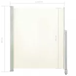 krémszínű behúzható oldalsó terasz napellenző 160 x 300 cm