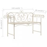 fehér antik fém kerti pad 132 cm